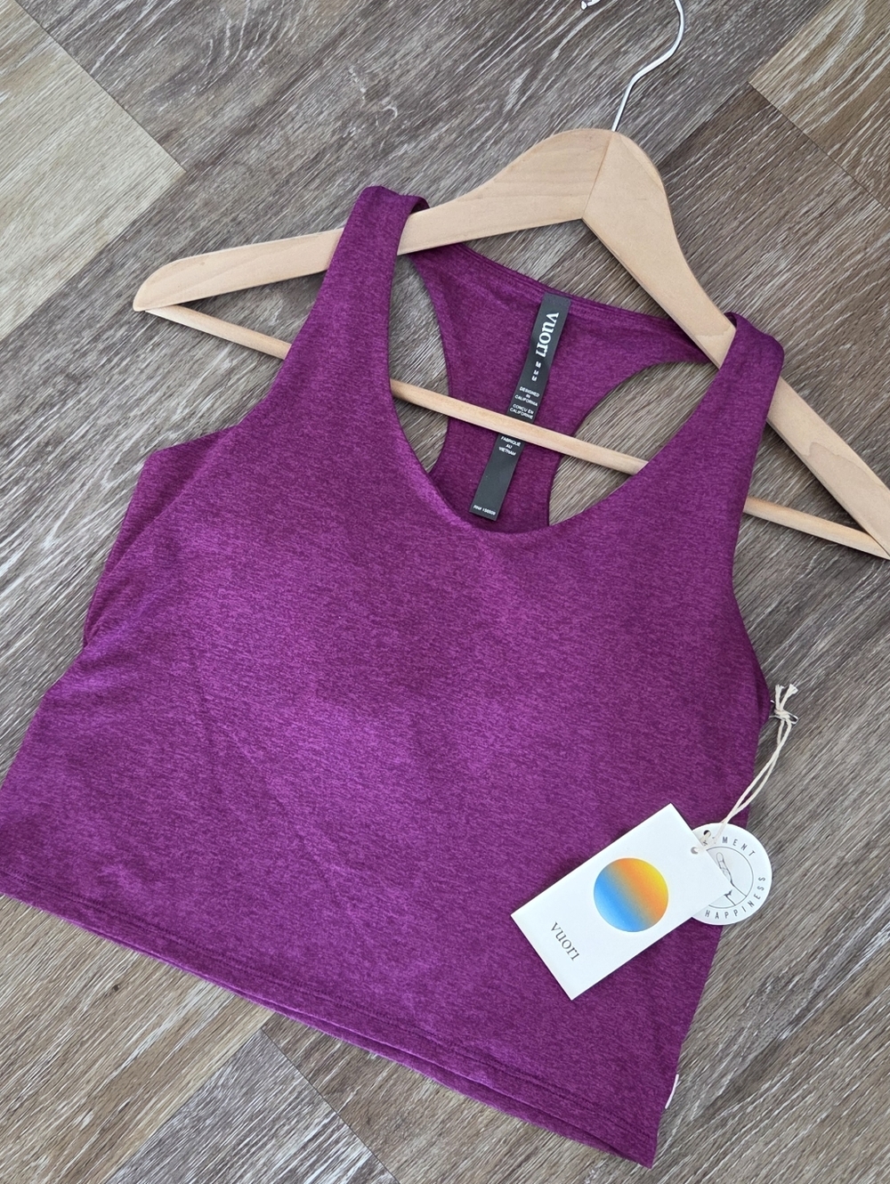 Vuori Halo Performance Crop Top Tank 2.0 Magenta Heather NWT Racerback PRICEFIRM - Picture 2 of 11